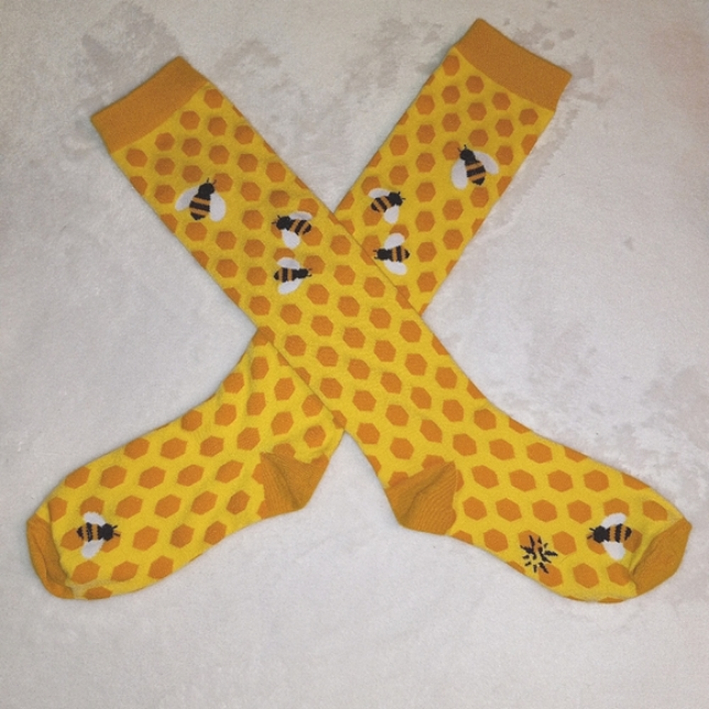 Moving Sale! 🐝 Knee High Bee Socks 🐝 Bumblebee sock with honeycomb design